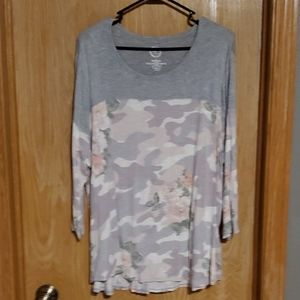 Camo and Roses top